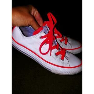 Converse All Star Girls Sz.1 White Classic Lace Sneakers. Fun Colors, Cute